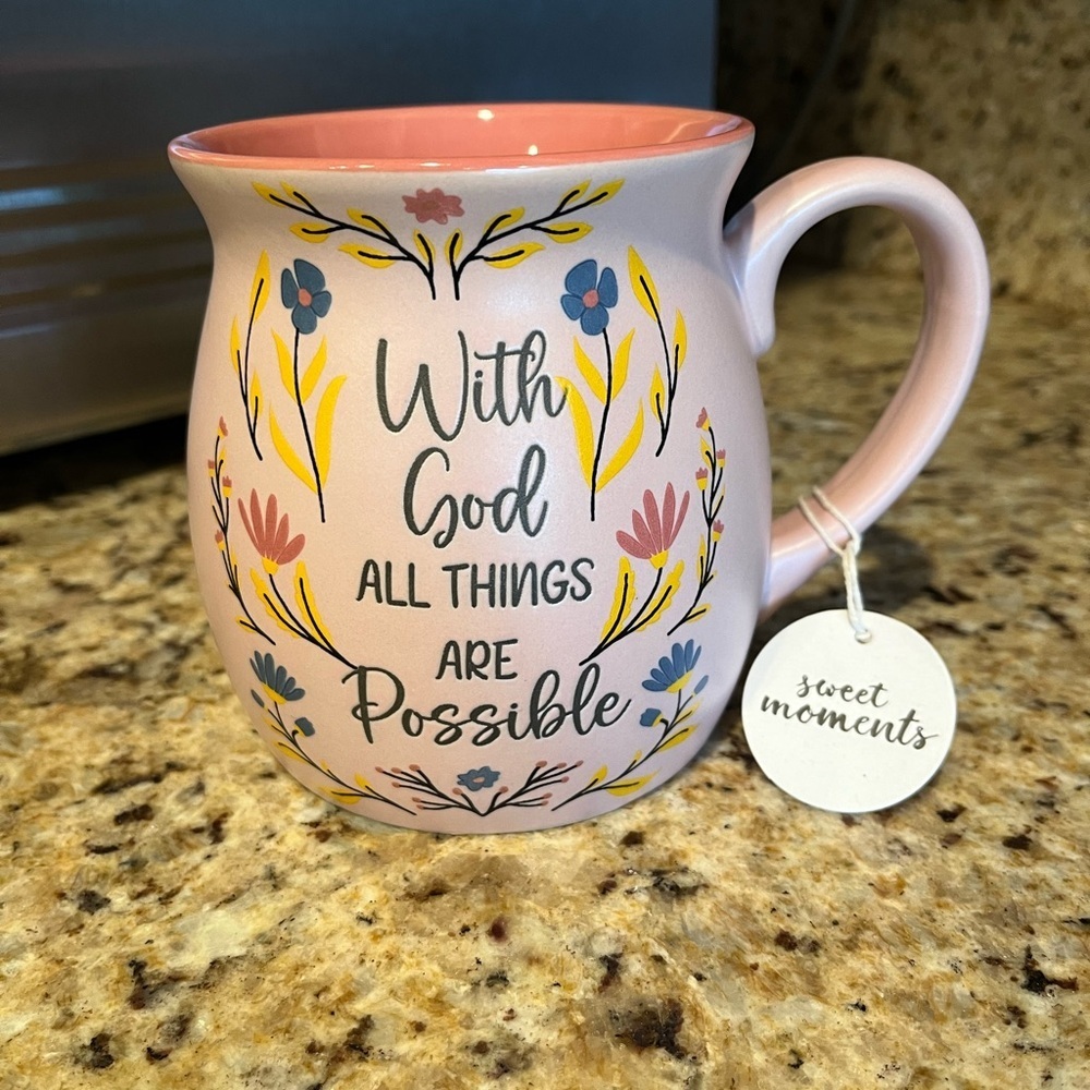 Pink Inspirational Mug- with God all things are possible